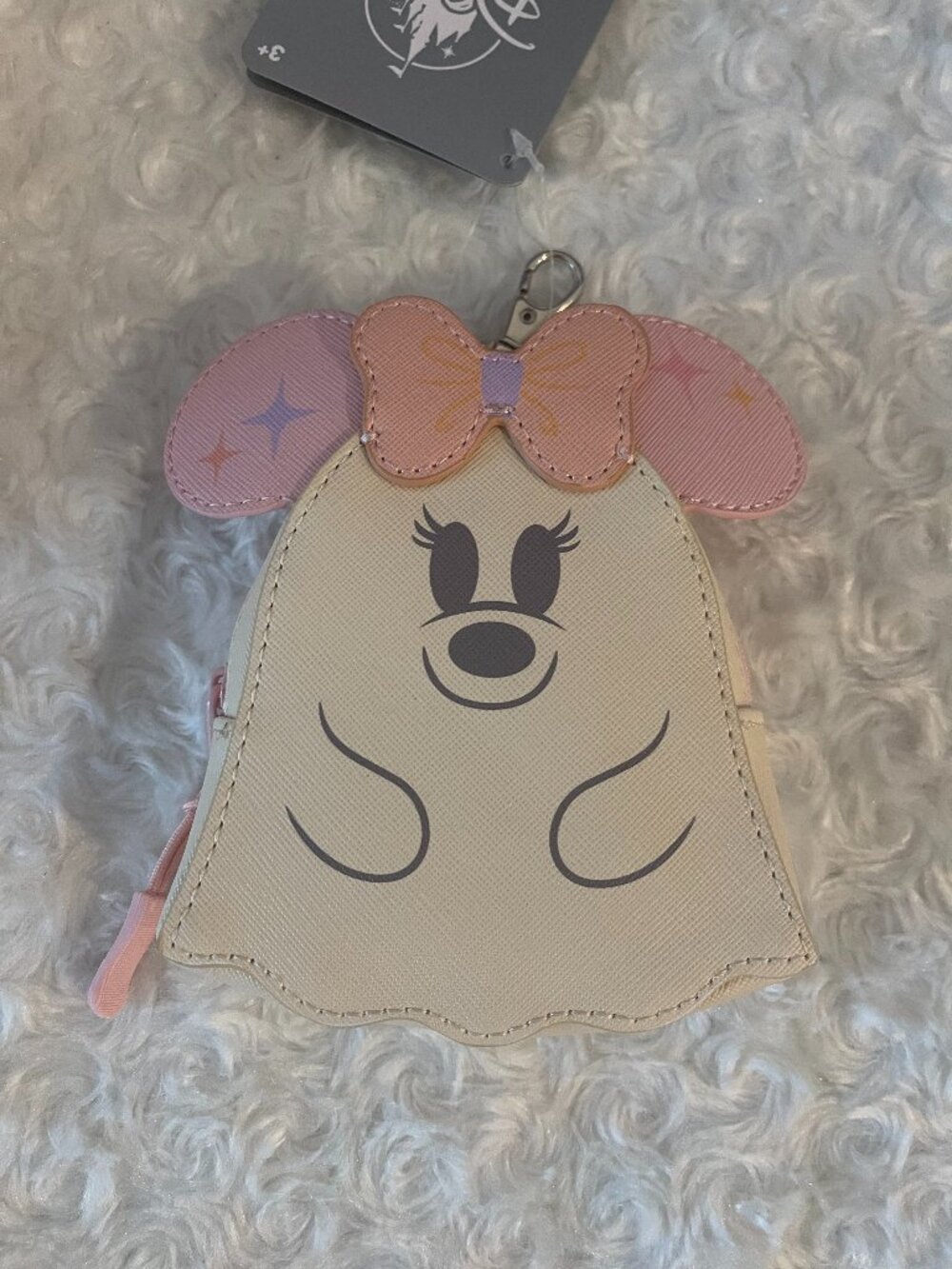 2026 Disney Parks Halloween Minnie Mouse Ghost Coin Purse Bag Charm Keychain New